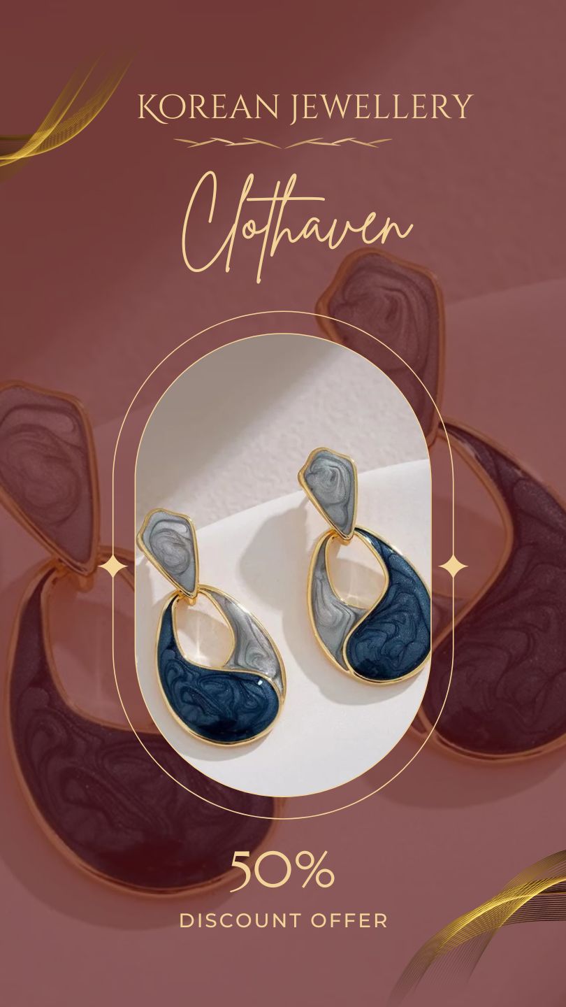 Abstract Enamel Drop Earrings (Korean Jewellery)