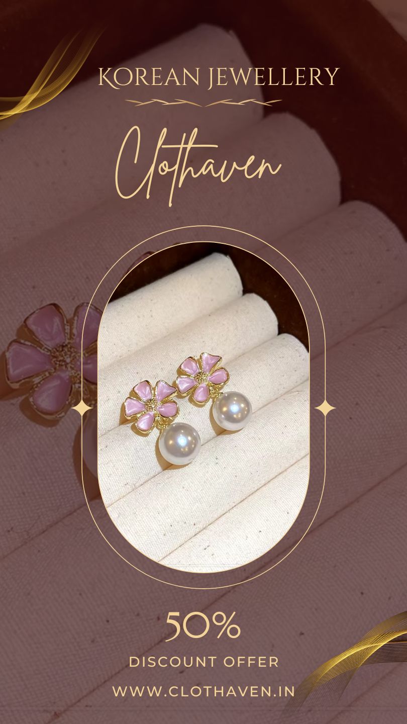 Petal Perfection: Korean Flower & Pearl Drop Earrings by Clothaven