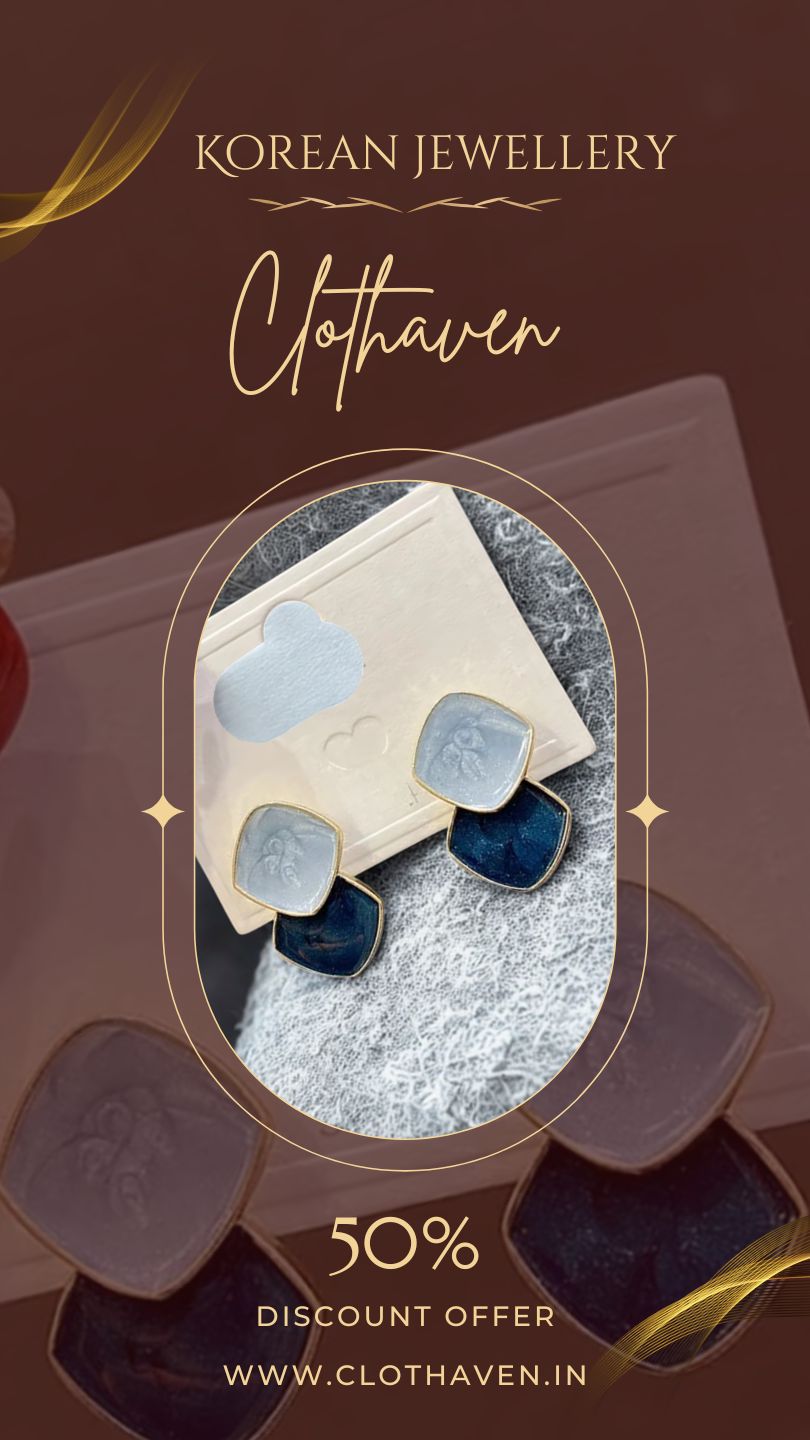 Cool Tones & Modern Lines: Korean Enamel Drop Earrings by Clothaven