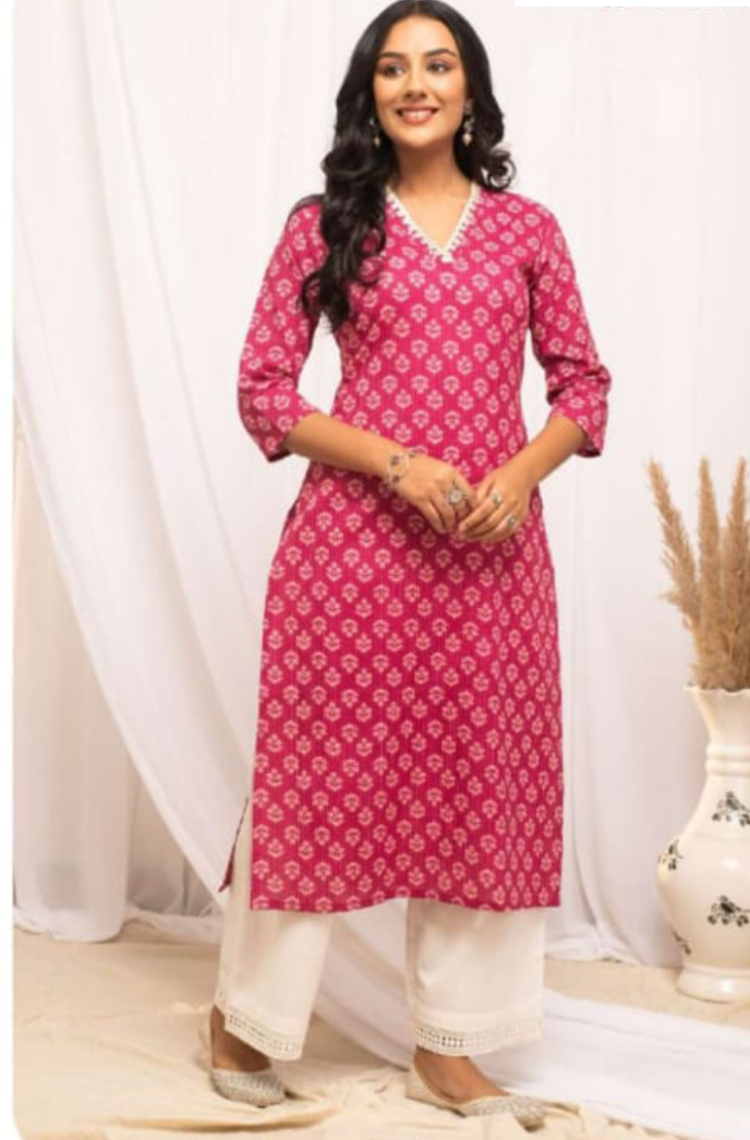 The Rani Pink Block Print Kurti